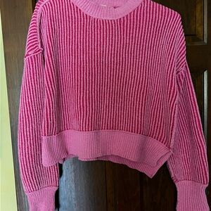 Vibrant Pink Ribbed Women's Sweater